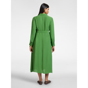 Elena Mirò - Vestido camisero con cinturón - Verde