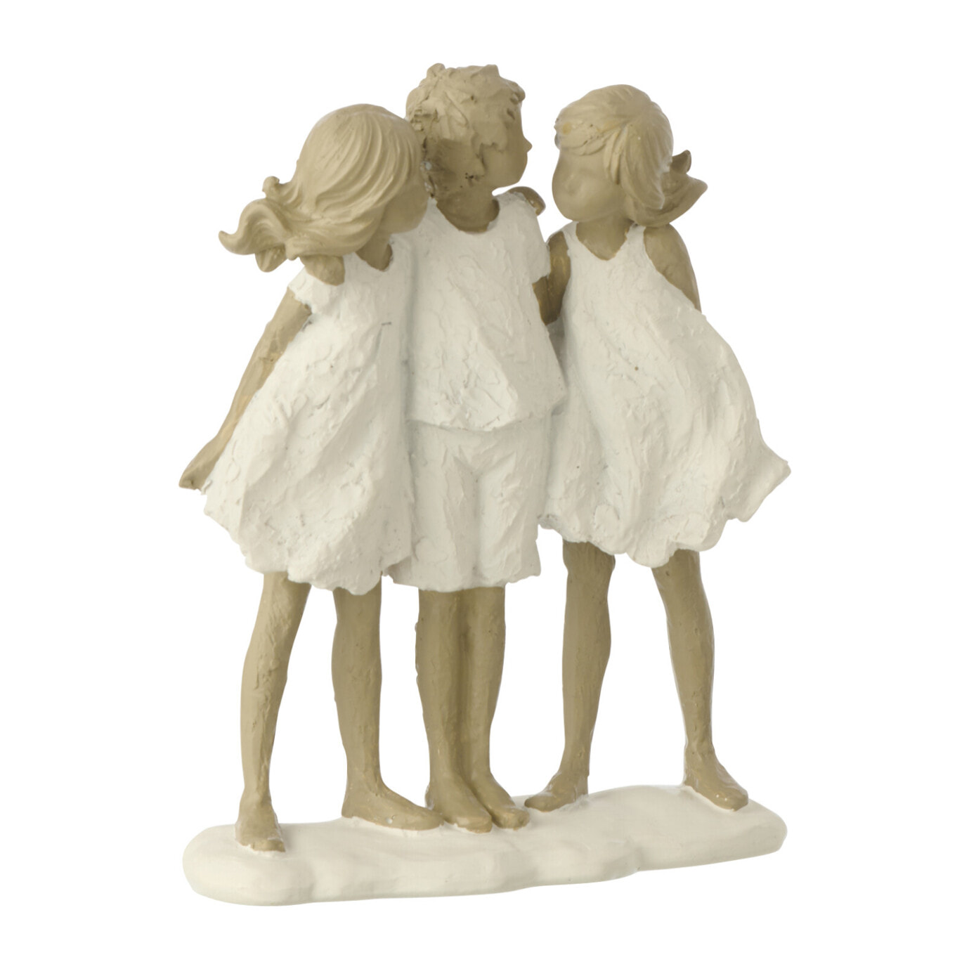 J-Line décoration Enfants Soeurs + Frère - polyrésine - blanc/gris