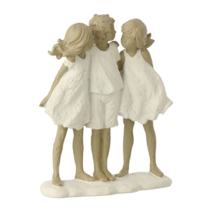 J-Line décoration Enfants Soeurs + Frère - polyrésine - blanc/gris