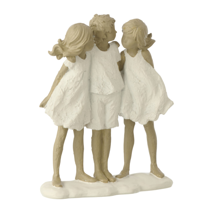 J-Line décoration Enfants Soeurs + Frère - polyrésine - blanc/gris