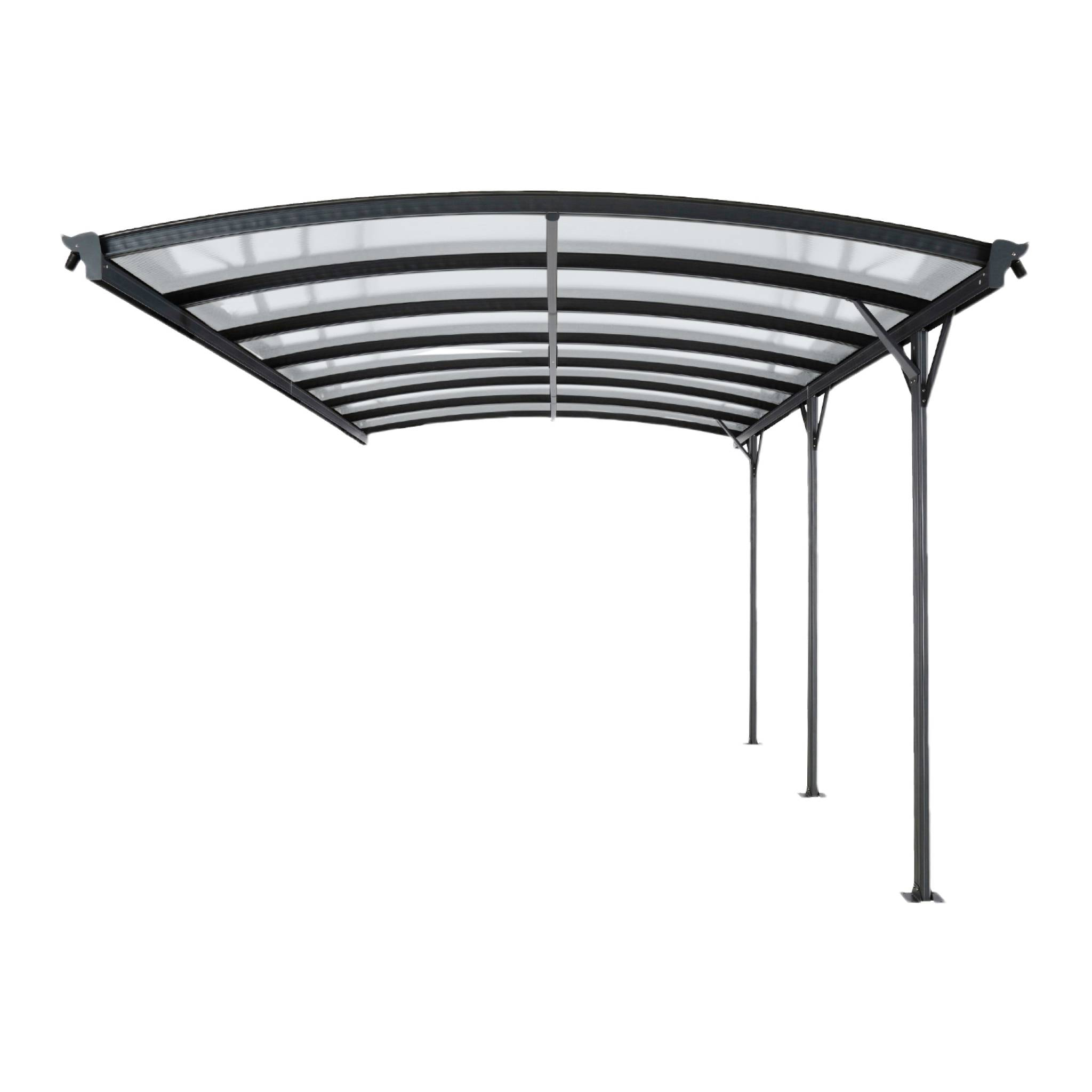 Extension de carport de 15m² en aluminium anthracite et polycarbonate - Extension Le Mans 5x3m - abri de voiture