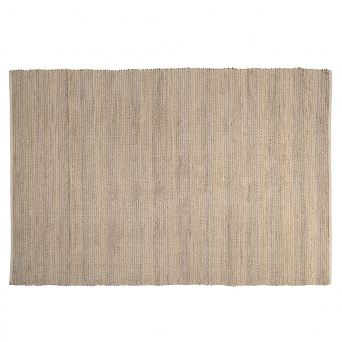 QUENTIN - Tapis rect. 200x290cm jute et coton couleur sable/ivoire/noir