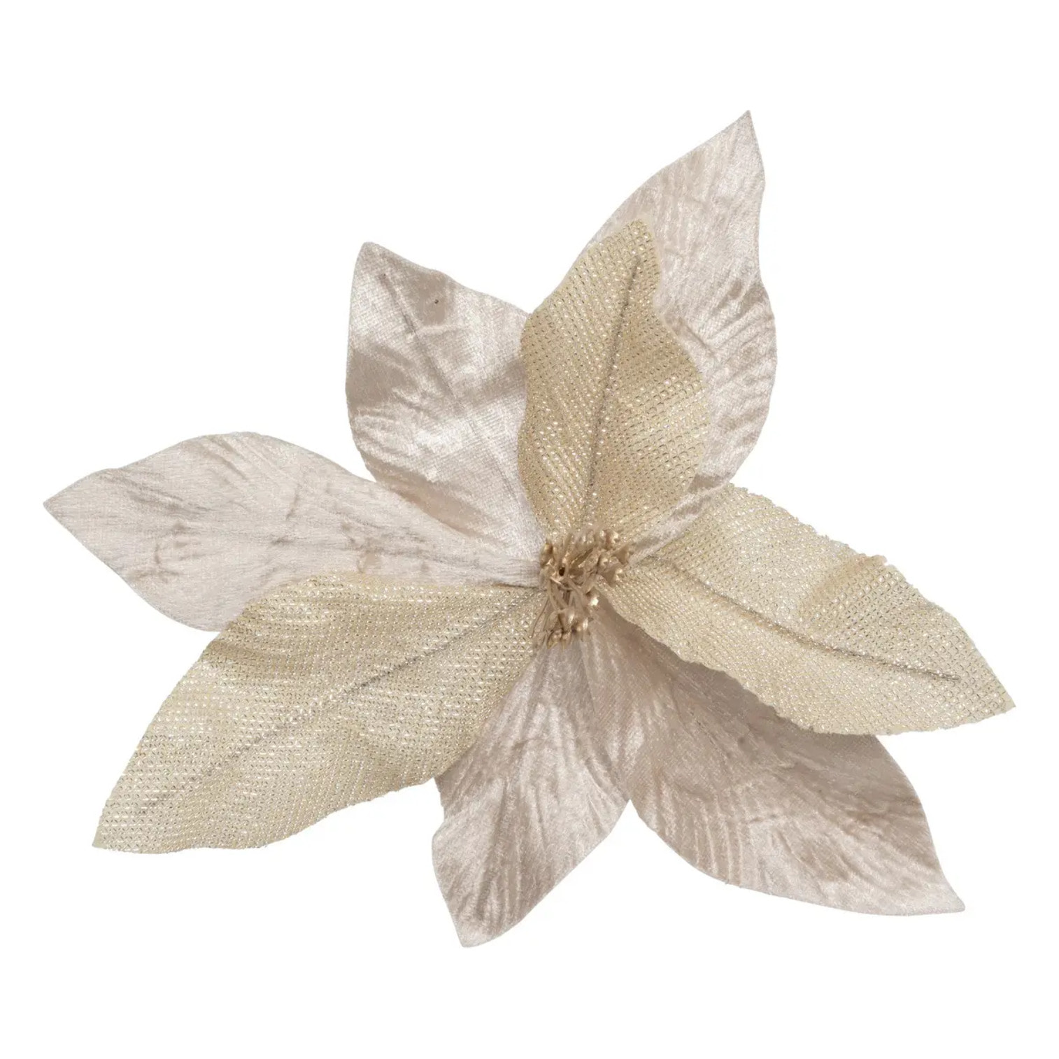 Sujet poinsettia bout pailleté 23cm
