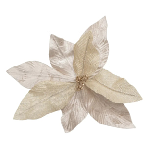 Sujet poinsettia bout pailleté 23cm