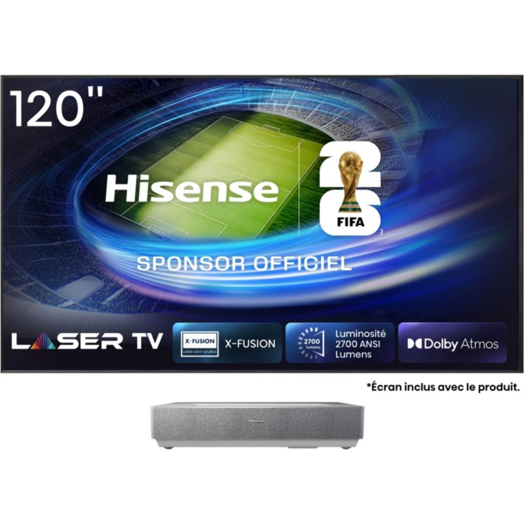 Vidéoprojecteur home cinéma HISENSE 120L5ND Laser TV + écran ALR FRESNEL