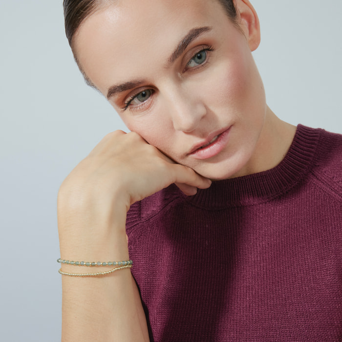 Pulsera de Cristal Azul acabada en oro amarillo de 18k