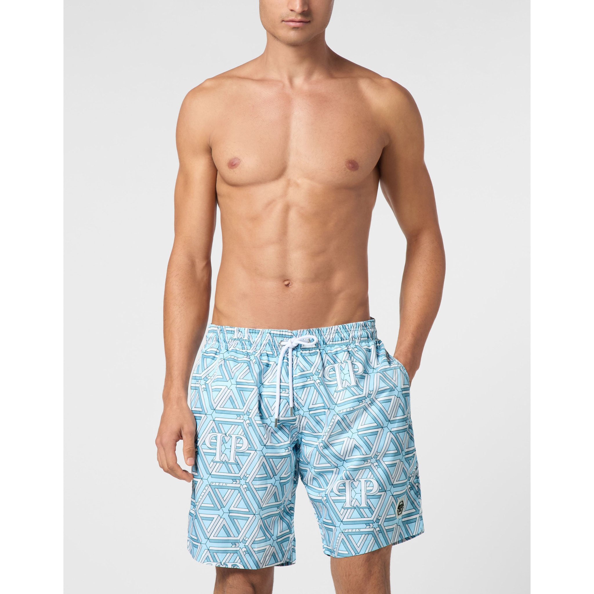 PHILIPP PLEIN Swim Trunks HEXAGON MONOGRAM