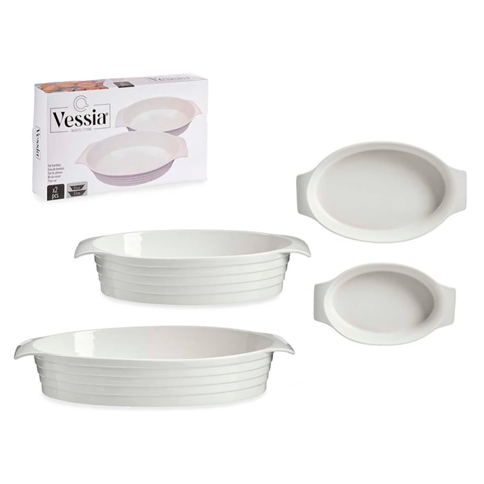 SET 2 BANDEJAS PORCELANA OVALADAS ASAS CERRADAS