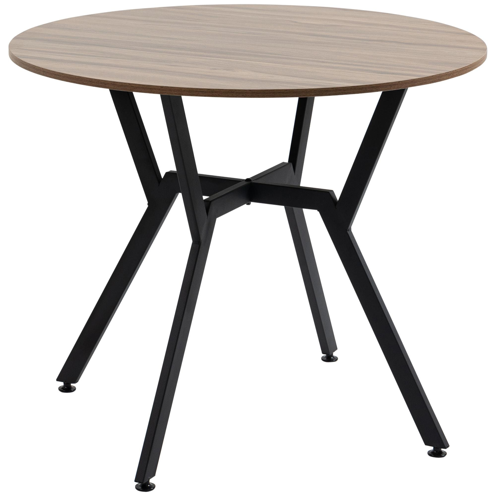 Mesa de Comedor Redonda Mesa de Cocina Industrial con Tapa de Madera y Marco de Acero para Salón Carga 60 kg Ø90x76 cm Marrón