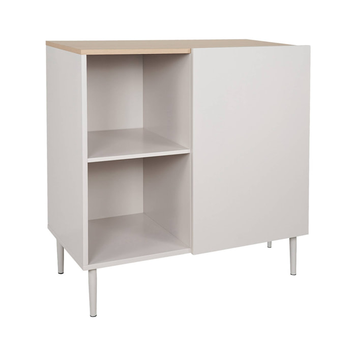 Buffet, meuble de rangement décor bois piétement métal 1 porte 80cm ASHTON