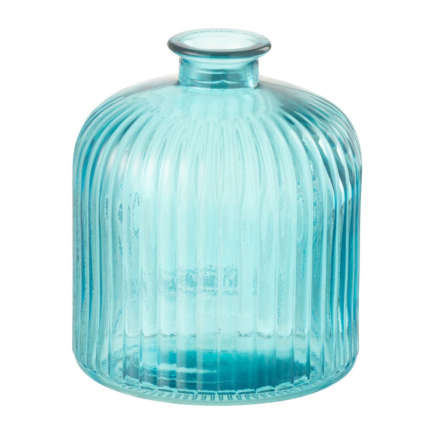 J-Line Vase Bottle Stripe Glass Aqua Small