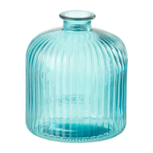 J-Line Vase Bottle Stripe Glass Aqua Small