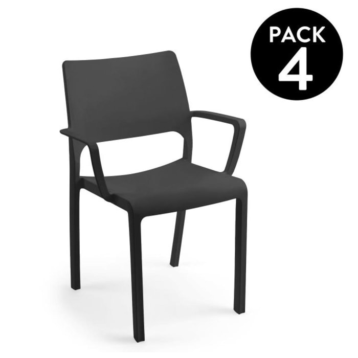 Pack 4 sillas de exterior Ocean Antracita