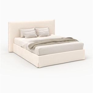 Lit coffre 160x200 cm en tissu blanc déhoussable - Safia