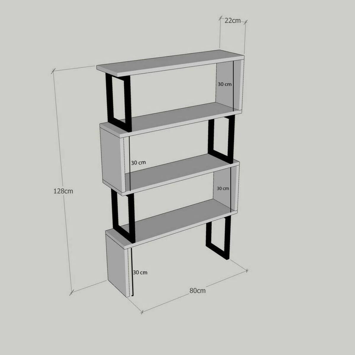 Libreria Dpoliti, Scaffale da ufficio, Mobile portalibri, Biblioteca, 80x22h128 cm, Noce