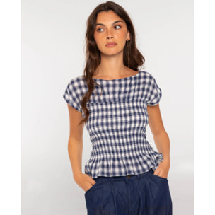 Blusa de mujer con nido de abeja y cuadros
