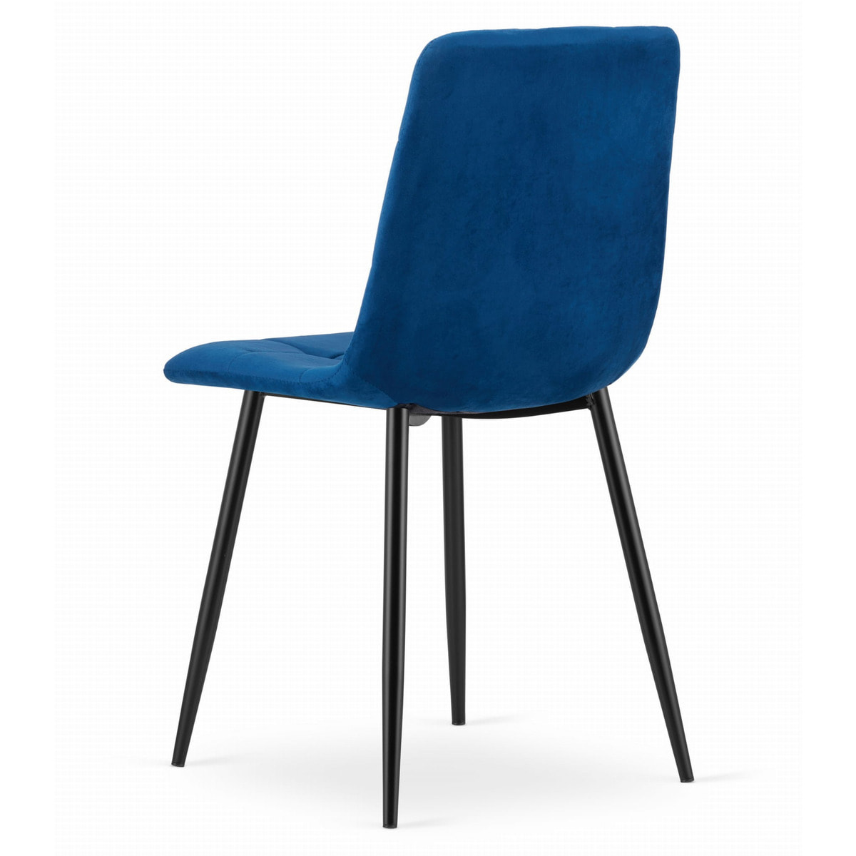 Sedia KARA in Velluto Blu Notte con Gambe in Metallo Nero