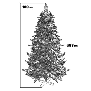 Donder - Albero di Natale innevato effetto realistico in PE e PVC Ø88x180H, 462 rami