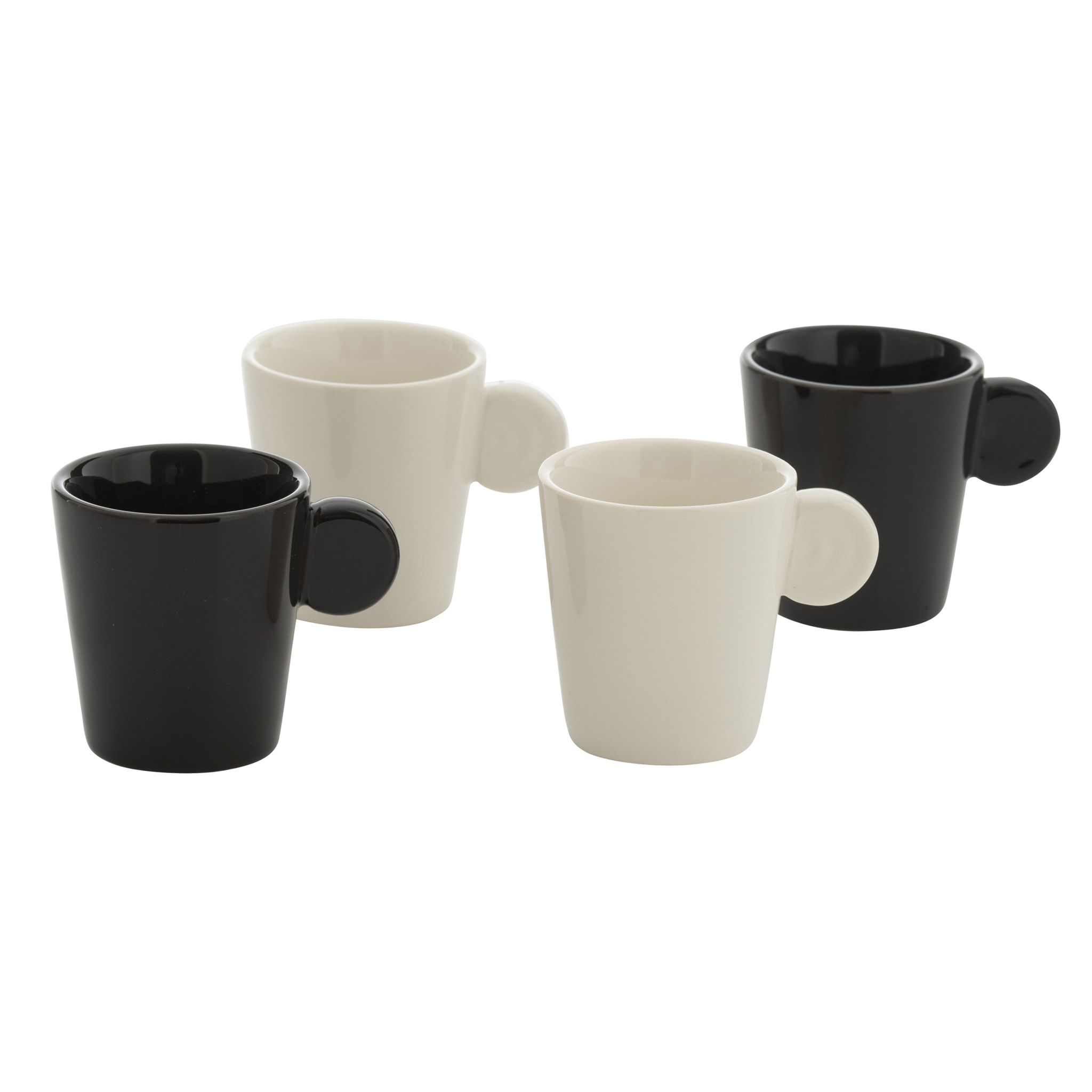 J-Line tasse Anse - céramique - noir/blanc - boîte de 4