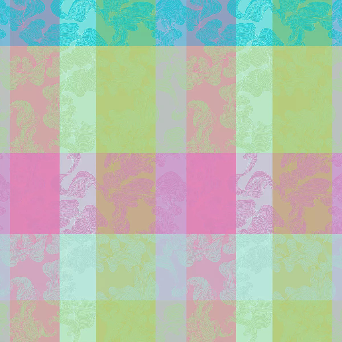 Nappe pur coton motif jacquard bleu rose vert Mille vertiges ara