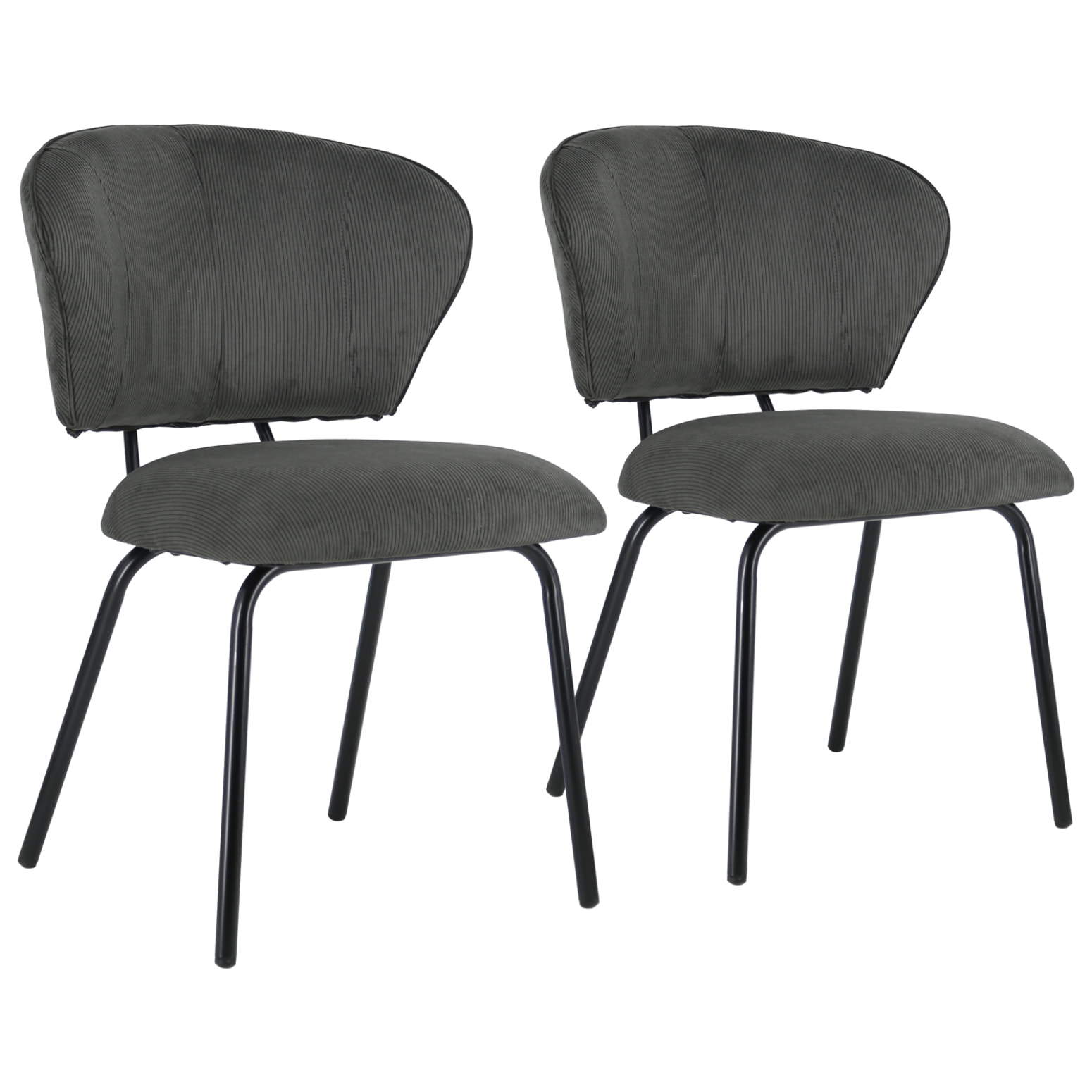 Lot de 2 chaises en velours côtelé gris foncé NILSA