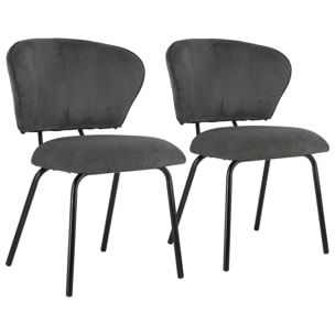 Lot de 2 chaises en velours côtelé gris foncé NILSA