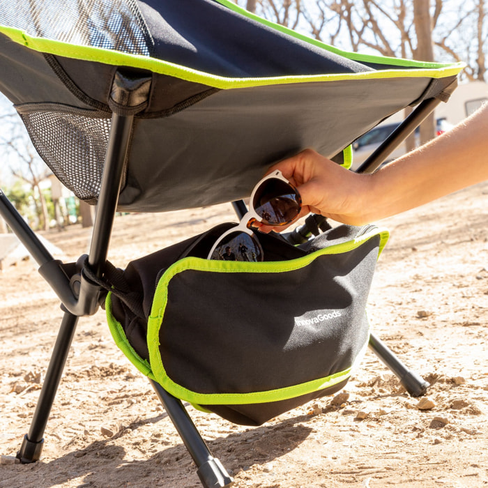 Sedia da campeggio pieghevole Folstul - nera e verde - 58 x 64 x 52,5 cm