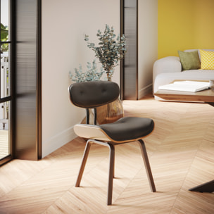 Chaise en PU noir et pieds en bois plié - Pétrus