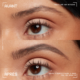 NYX Professional Makeup Blade & Shade, Crayon sourcils double embout, tenue jusqu'à 16h, Cool Ash Brown