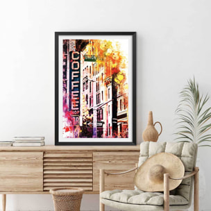 Affiche new york union square flash vision Affiche + cadre en bois - Noir