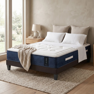 Ensemble Matelas Hybride Dolce Vita & Sommier Tissu, Ressorts Ensachés & Mémoire de Forme, 28 cm, Soutien Ferme