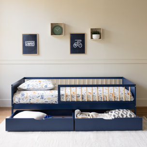 Lit pour enfant 190x90cm bleu foncé avec tiroirs ADAM
