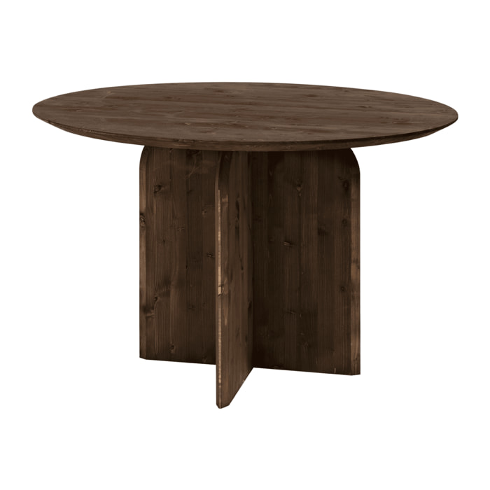 Mesa de comedor redonda de madera maciza en tono nogal de différentes tailles 110cm Hauteur: 75.2 Longueur: 110 Largeur: 110