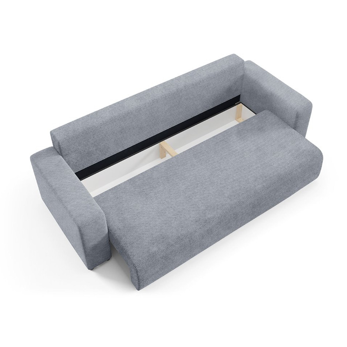 GLORIA - Canapé droit convertible 3 places en tissu gris foncé