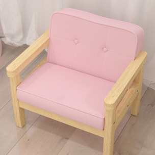 Sillón Infantil, Sofá para Niños de +3 Años, con Tejido Suave de Pana, Estructura de Madera, Asiento y Respaldo Acolchado, Reposabrazos, Carga 45 kg, 46,5x44x45 cm, Rosa