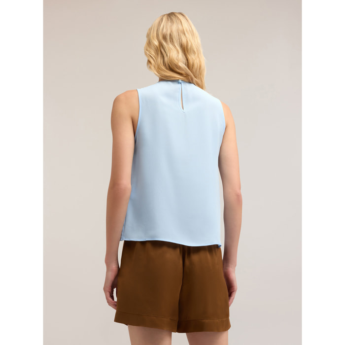 Motivi - Top fluido con frange in pietre crystal - Azzurro