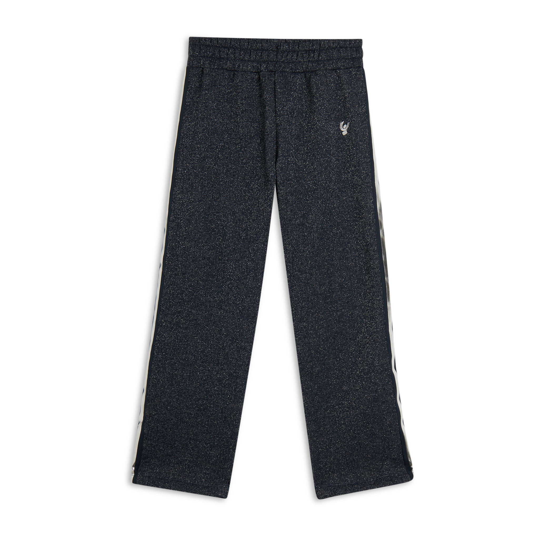 Pantaloni da bambina in cotone e lurex con gamba dritta