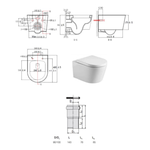Pack WC bâti ECO 2L Swiss Aqua Technologies + WC suspendu Swiss Aqua Technologies + plaque blanc / chrome (STESTBRWR03-FR)