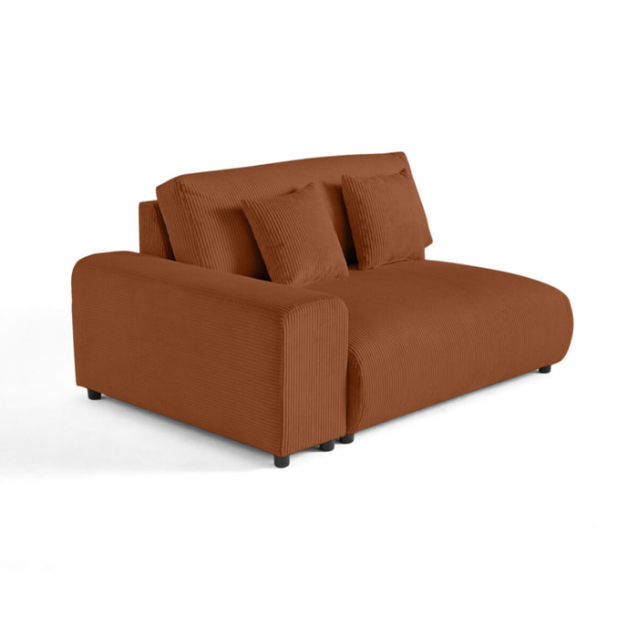 Garance - module d'assise 2 places avec accoudoir gauche - en velours côtelé - Terracotta