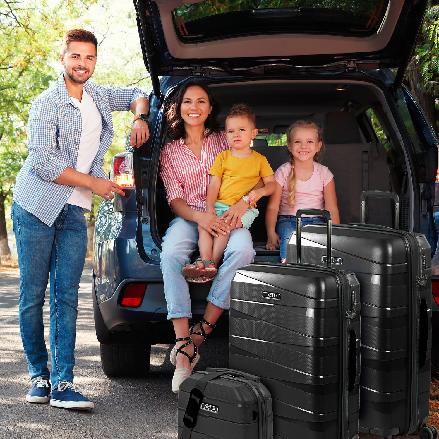 Juego De Maletas Rígidas Pp Jaslen Stuttgart Negro