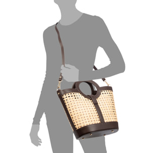 Barbarano borsa tote donna. Pelle autentica combinata con canapa.