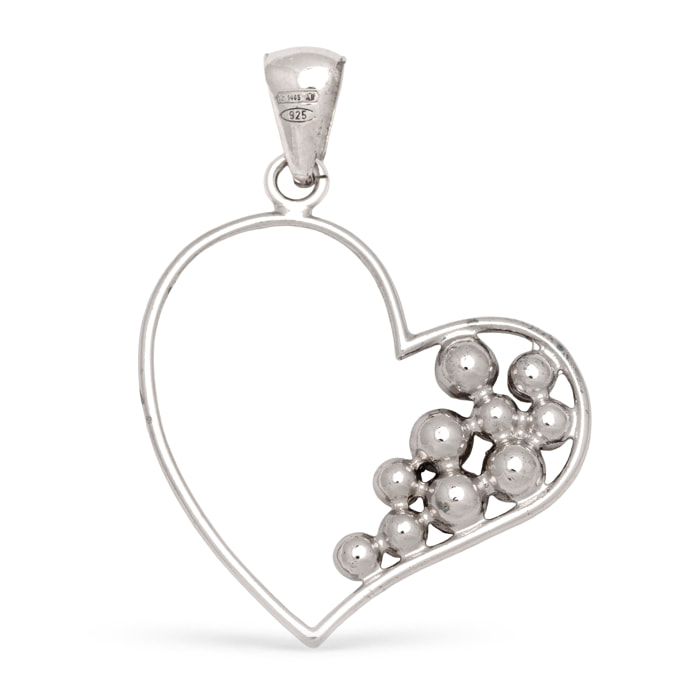 Colgante Plata de Ley 925. Corazón contorneado con 10 esferas brillantes.