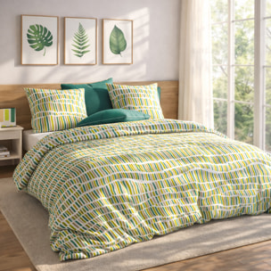 Parure housse de couette imprimé 100% coton - flava green