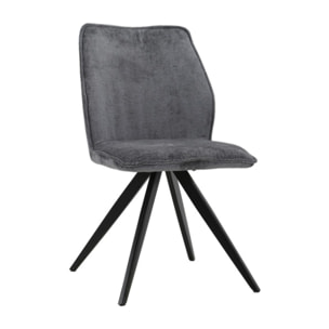 Chaise ergonomique velours et pieds croix métal - 3 coloris - LISBONNE