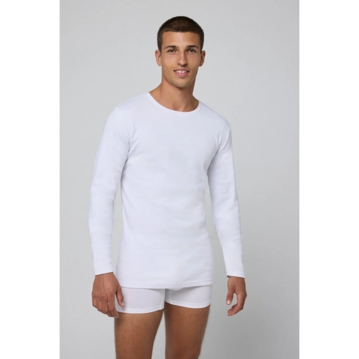 Maglietta a maniche lunghe in cotone bianco caldo