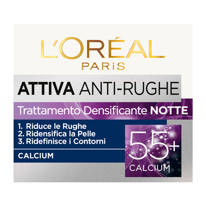 Crema Viso Trattamento Densificante Notte Attiva Anti-Rughe 55+ Calcium Idratante 50ml
