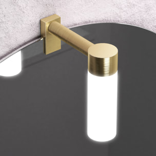 Meuble Salle de Bains 80cm Noir Mat et Or Doré 2 Tiroirs - Vasque Noire - Miroir & Applique Led