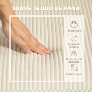 Sofá Chaise Longue, Sofá de 3 Plazas en Forma de L, Tapizado en Pana, Asiento y Respaldo Acolchados, para Salón, 214x134x87 cm, Beige