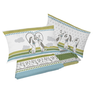 Completo letto baubau verde 100% cotone