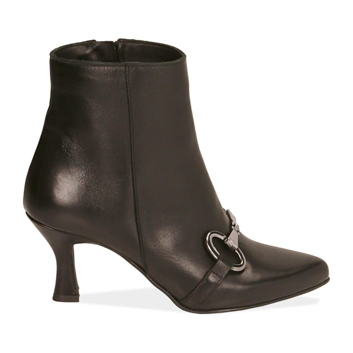 Ankle boots neri in pelle, tacco 8 cm